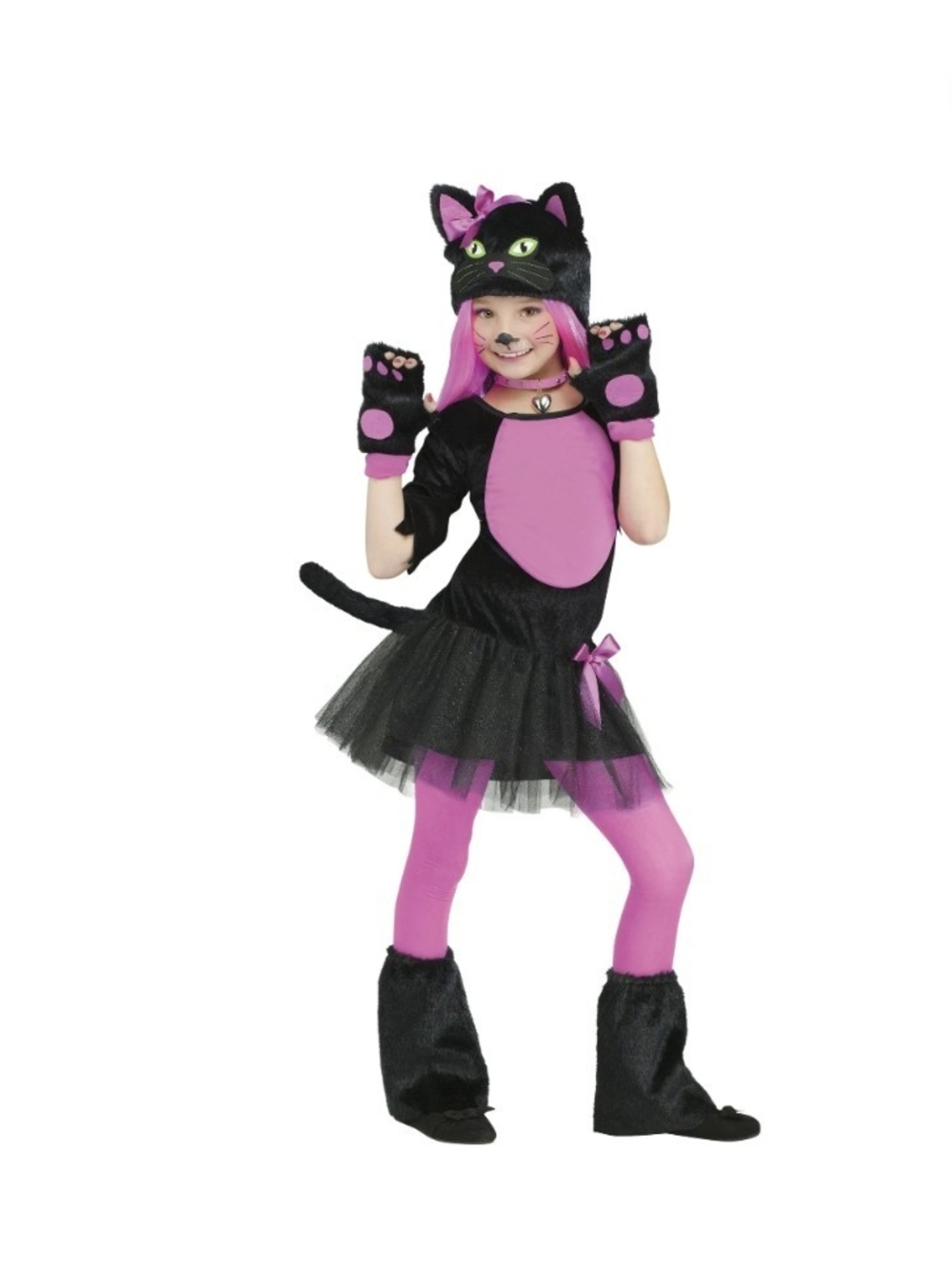 Playful Miss Kitty Purrfect Kids Black Pink Cat Costume Tutu Skirt Sz (6-6x) - Picture 2 of 11